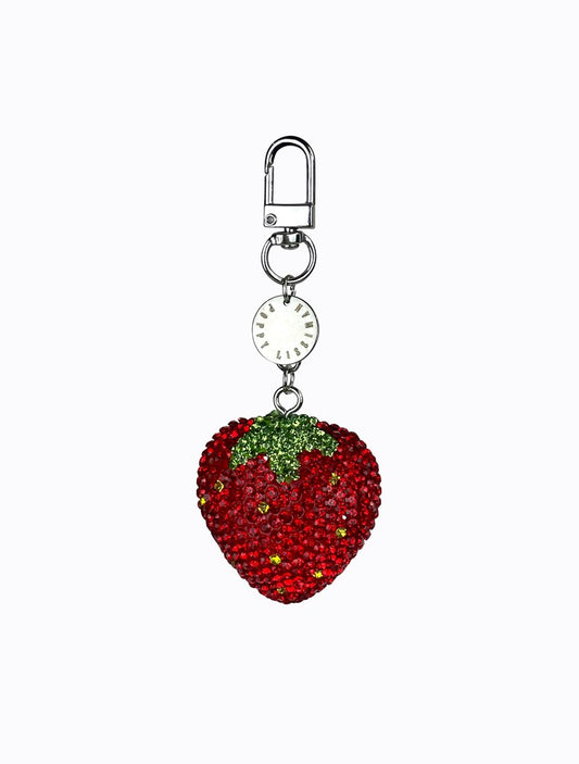 Rhinestone Strawberry Keychain