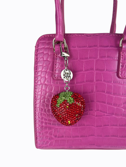 Rhinestone Strawberry Keychain