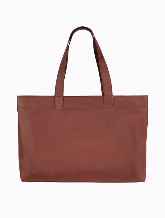 Winnie Laptop Tote - Mahogany / Wasabi