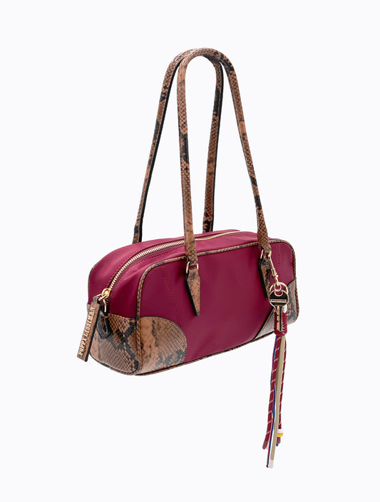 Brisk Barrel Bag - Aubergine / Tan