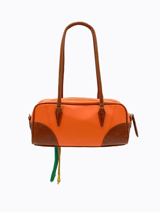 Brisk Barrel Bag - Orange / Tan