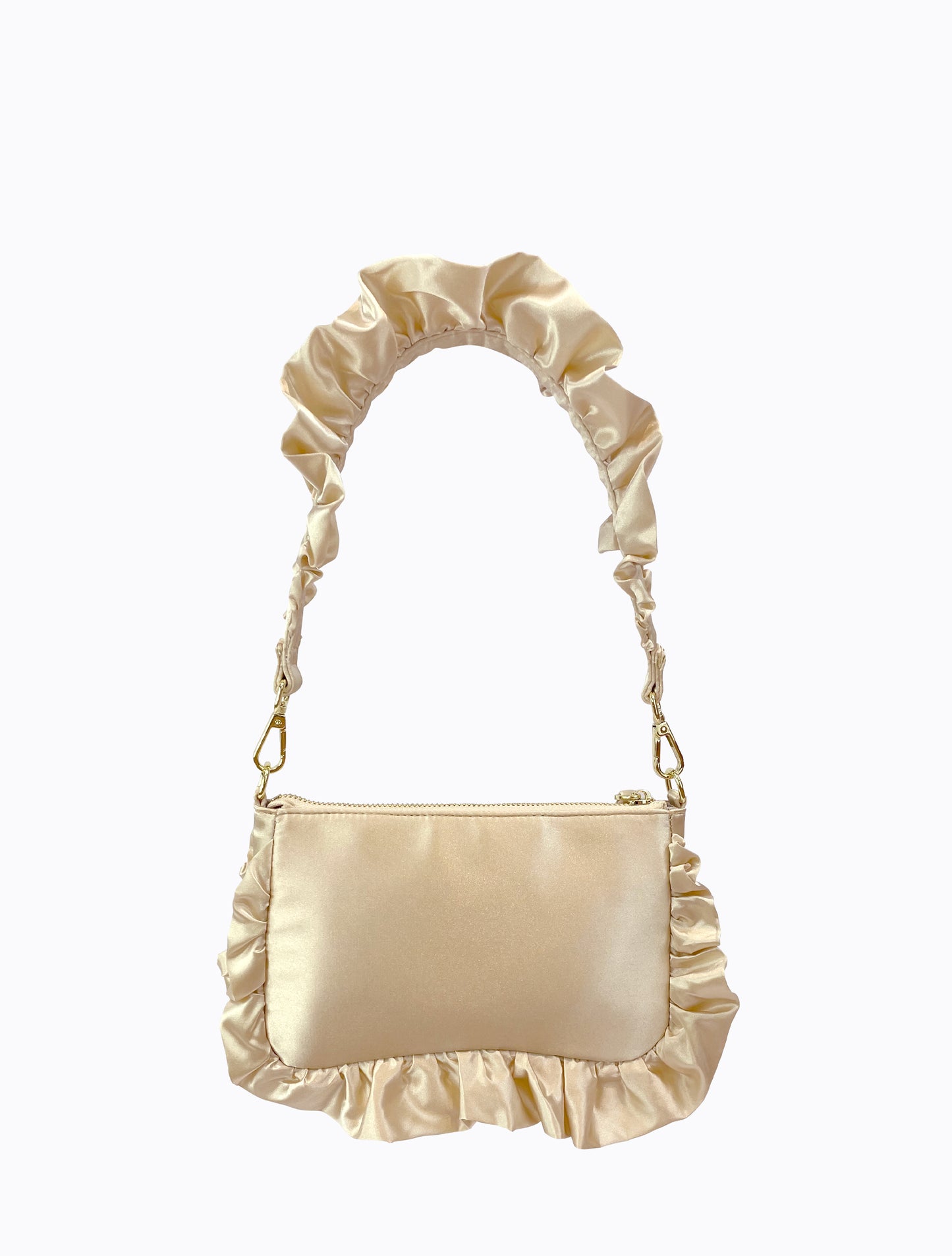 Frilled Satin Bag - Blanc