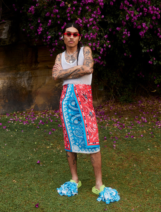 Red Blue Bandana Sarong